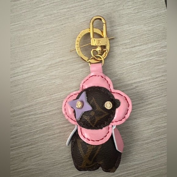 Brand new upcycled Louis Vuitton Pink and Brown Keychain / bag charm  Accessory - Picture 1 of 3